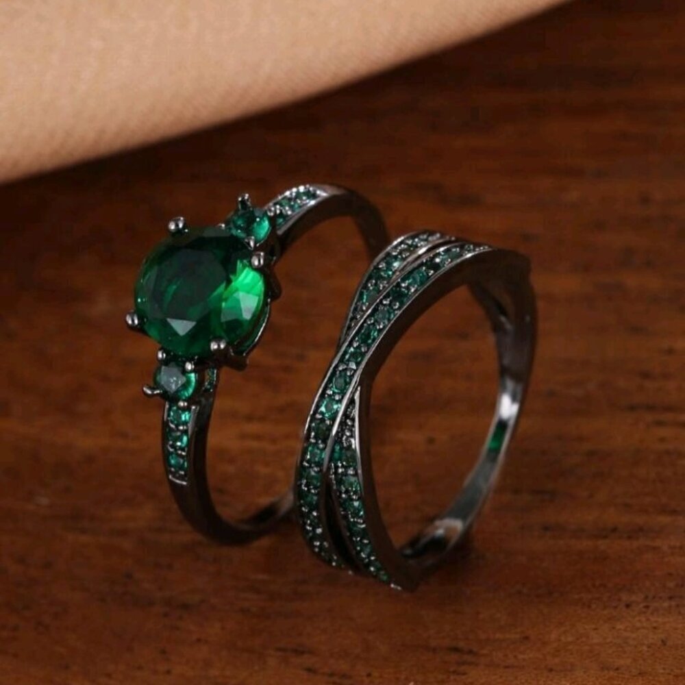 2pcs Cubic Zirconia Decor Ring